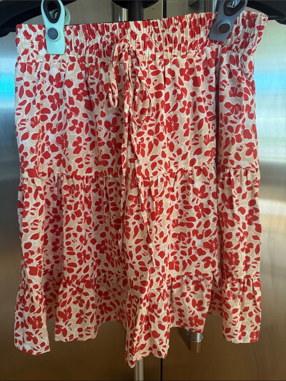 She & Sky Orange Floral Tiered Skirt